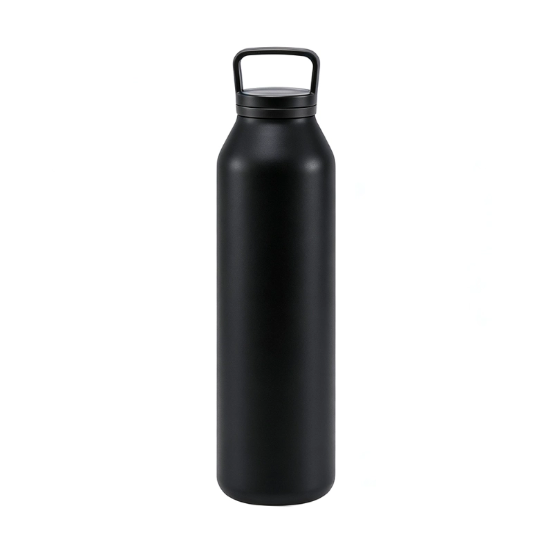 Zwarte metalen fles